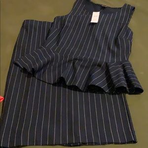 Ann Taylor skirt set peplum pinstriped xxs and 4